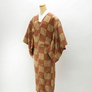 長襦袢 正絹 匹田格子模様 身丈126.5cm 裄丈65cm 良品 リサイクル 着物 中古 i0639