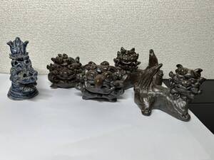 シーサー 獅子 魔除け 陶器 やむちん 沖縄 琉球 民芸品 狛犬 職人 手仕事 アンティーク レトロ 長期保管品 ヴィンテージ 置物 飾り物