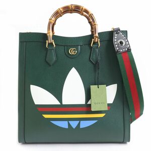 未使用品★定価902000円 GUCCI×adidas グッチ×アディダス 721080 ダイアナ ラージ トートバッグ ダークグリーン 伊製 箱・保存袋付き