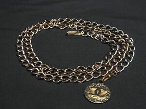 1円 CHANEL シャネル ココマーク ヴィンテージ 1982 チェーンベルト ネックレス ペンダント アクセサリー ゴールド系×シルバー系 DA6970