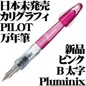 【国内未発売 廃番稀少】パイロット PILOT Pluminix 万年筆 イタリック B 太字 0.7mm ピンク デモンストレーター カリグラフィー 新品■