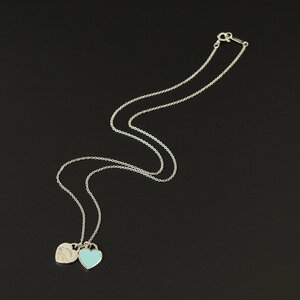 □515958 TIFFANY&Co. ティファニー ペンダントネックレス リタントゥティファニー ミニ ダブル ハート Ag925 レディース シルバー ブルー