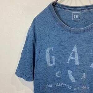 [KWT1263] GAP 半袖プリントTシャツ メンズ ブルー S ポス