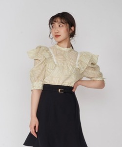 「LILY BROWN」 半袖ブラウス ONE SIZE グリーン レディース