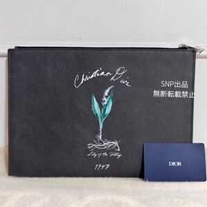 ディオール オム DIOR HOMME 未使用 1947 LILY OF THE VALLEY 23年 23-24 秋冬 クラッチ バッグ ポーチ 非売品 リリー オブ ザ バレー 黒