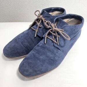 美品◎TOD’S/トッズ スエード チャッカブーツ ショートブーツ サイズ38 約25cm ブルー系 ネイビー Made in ITALY スウェード