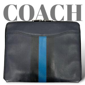 良品 COACH コーチ　タブレットケース　クラッチバッグ　レザー　ロゴ型押し 書類ケース　ビジネス