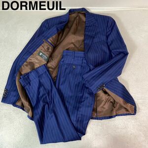 神サイズ！☆美品☆ DORMEUIL ドメール　ウール　セットアップ　スーツ　XLサイズ相当　ストライプ　ブルー色