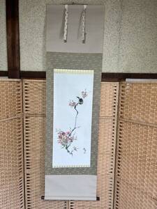 保管現状　古美術 美術品 掛軸 掛け軸　弘禅 花 鳥No、1204