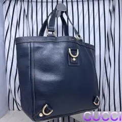 【美品】GUCCI×グッチ オールレザーA4収納可能トートバッグ