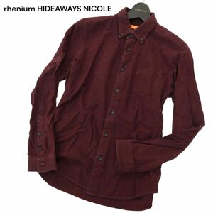 rhenium HIDEAWAYS NICOLE ハイダウェイ ニコル 秋冬★ 長袖 ボタンダウン ネル シャツ Sz.46　メンズ ボルドー　A4T07454_6#B