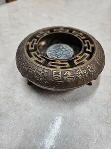 高級灰皿 中古 時代物 レア 置物 インテリア 寿 香炉 三足 香炉台 中国 中国美術 時代物 置物　レトロ　ヴィンテージ　