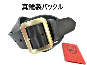 真鍮製バックル　栃木レザーベルト　黒　４０mm幅　日本製　牛革メンズベルト