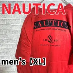 F2622【NAUTICA】ロゴプリント半袖Tシャツ【XL】レッド