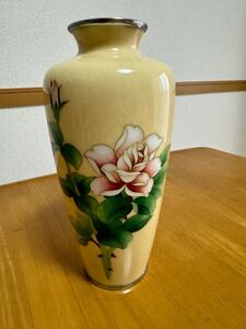 薔薇紋様　七宝花瓶　ローズ七宝焼　花瓶 花器 フラワーベース