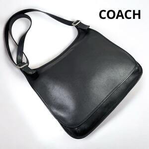 COACH オールドコーチ フラップ レザー ショルダーバッグ ブラック 9134