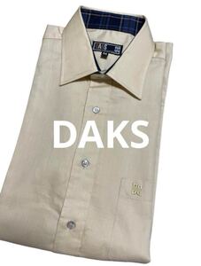 メンズ《DAKS》長袖コットンシャツ　クリームイエロー&ネイビー系チェック