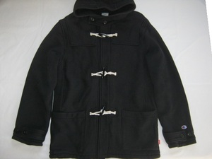 ★古着 2012年 STUSSY×champion REVERSE WEAVE ステューシー×チャンピオン リバースウィーブ スウェット生地 ダッフルコート L 黒 別注★