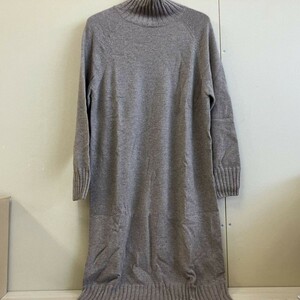 D106-M2-1094 cashmika cashmere カシミヤ100% ハイネックリブストレートワンピース レディースファッション ブラウン ③