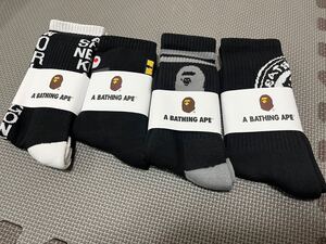 アベイシングエイプ A bathing ape man’s socks 靴下 ソックス　黒4足セット