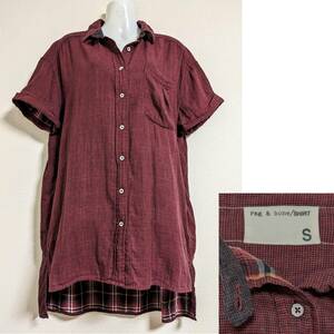 ラグアンドボーン シャツ rag&bone SHIRT Wフェイス(千鳥格子×オンブレチェック) ガーゼ地 ダックテール チュニック型 シャツワンピース