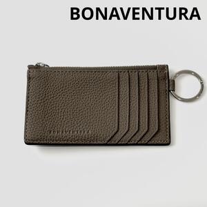 BONAVENTURA ボナベンチュラ フラグメントケース カードケース ベージュ系 キーリング付き ミニジップウォレット ロゴ コインケース 