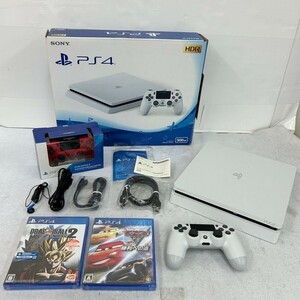 I419-O46-649 SONY ソニー PlayStation4 本体 CUH-2100A グレイシャーホワイト コントローラー 2個/箱説/未開封 ソフト2本付 PS4 通電OK ⑩