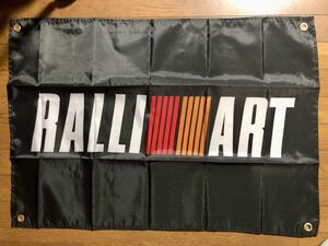 送料無料！お部屋・ガレージに！ラリーアート　RALLI///ARTロゴバナータペストリー　黒　通常サイズ　デリカ　ランエボ　エクリプス