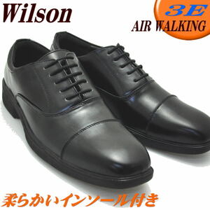 黒「25.0cm」Wilson(ウイルソン）/ストレートチップ ビジネスシューズ/お買い得/超軽量/紐靴/レース//No75