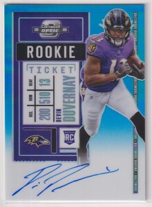 NFL DEVIN DUVERNAY AUTO 2020 PANINI CONTENDERS OPTIC FOOTBALL Blue PRIZM Autograph SIGNATURE ROOKIE TICKET /99 枚限定 直筆 サイン