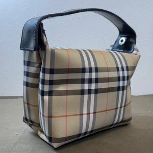 【MH-7482】中古品 Burberry LONDON バーバリーロンドン ポーチ ミニバッグ ノバチェック ブラウン系