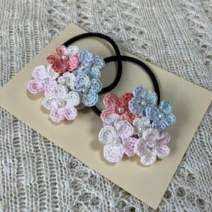 ハンドメイド ＊お花のヘアゴム ＊レース編み 