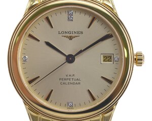 激レア [美品] 稼働品【LONGINES】ロンジン L4.722.4 パーペチュアルカレンダー 5ポイントダイヤ デイト メンズ クォーツ 動作OK 中古美品