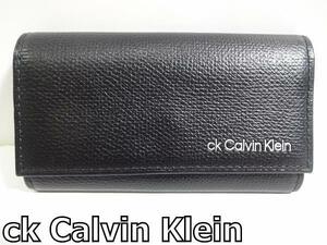 X4H078◆本物美品◆ カルバン・クライン Calvin Klein 本革レザー ブラック 4本収納 キーケース