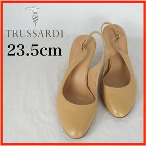 MK9684*TRUSSARDI*トラサルディ*レディースバックストラップパンプス*23.5cm*ベージュ