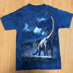 The MOUNTAIN恐竜プリント ダークブルー Tシャツ