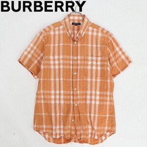 国内正規品◆BURBERRY LONDON バーバリー ロンドン チェック柄 半袖 シャツ オレンジ×ホワイト M