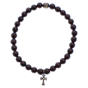 CHROME HEARTS クロムハーツ BRCLT BEAD 6mm クロス チャーム ビーズ ブレスレット ボルドー