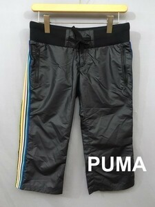 ◎□ 【美品】 プーマ ウインドパンツ 七分丈 レディース Mサイズ 黒 ブラック PUMA &