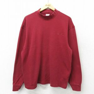 XL/古着 コロンビア 長袖 ビンテージ Tシャツ メンズ 00s ワンポイントロゴ 大きいサイズ コットン ハイネック モックネック エンジ 24