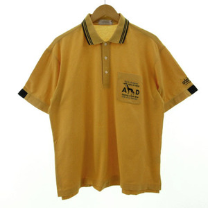 アダバット adabat ポロシャツ 半袖 ゴルフウェア ロゴ刺繍 ライン イエロー系 黄色系 メンズ