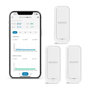 INKBIRD 温湿度計 3個セット Bluetooth 防水温度計 湿度計 高精度 電池付属 温度湿度データロガー ワイヤレス 