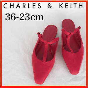 MK6850★美品★希少品*CHARLES & KEITH*チャールズアンドキース*レディースサンダル*ミュール*23cm*ローズレッド