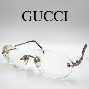 GUCCI グッチ メガネ 度入り GG3701 リムレス オーバル ケース付き