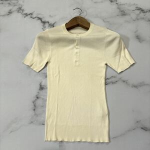 DD ＊ 良品 イタリア製 国内正規品 DOLCE&GABBANA ドルチェ&ガッバーナ 最高峰 SILK 半袖 ヘンリーネック リブ Tシャツ / カットソー 