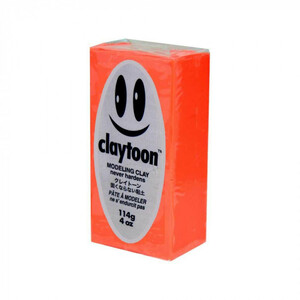 MODELING CLAY(モデリングクレイ)　claytoon(クレイトーン)　カラー油粘土　ネオンレッド　1/4bar(1/4Pound)　6個セット