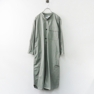 2020AW エムエイチエル マーガレットハウエル MHL DRY COTTON POPLIN コットンポプリンバンドカラードレス2/グレー【2400013873215】