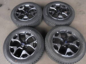 HS917 送料無料 4本SET価格! バリ山 美品 スタッドレス 225/60R17 ダンロップ WINTER MAXX SJ8 17×7J 5穴 PCD100 +55 スバル