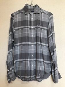 【良品】RALPH LAUREN ラルフローレン レーヨン チェック柄 シャツ 長袖 クラシックフィット XS（S相当）メンズ レディース グレー×白