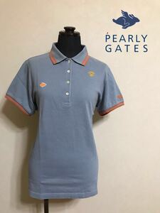 PEARLY GATES GOLF パーリーゲイツ ゴルフ レディース 鹿の子 ポロシャツ トップス 半袖 サイズ2 日本製 055-960304